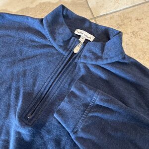 Peter Millar Crown Comfort Interlock 1/4 Zip Mens Large Blue Long Sleeve Peacock